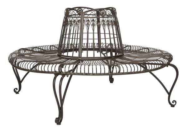 Safavieh Ally Darling Wrought Iron 60.25-Inch W Outdoor Tree Bench | Outdoor Stools & Benches |  Modishstore 