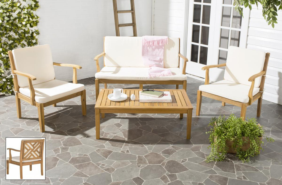 Safavieh Bradbury 4Pc Outdoor Living Set | Outdoor Sofas, Loveseats & Sectionals | Modishstore - 1