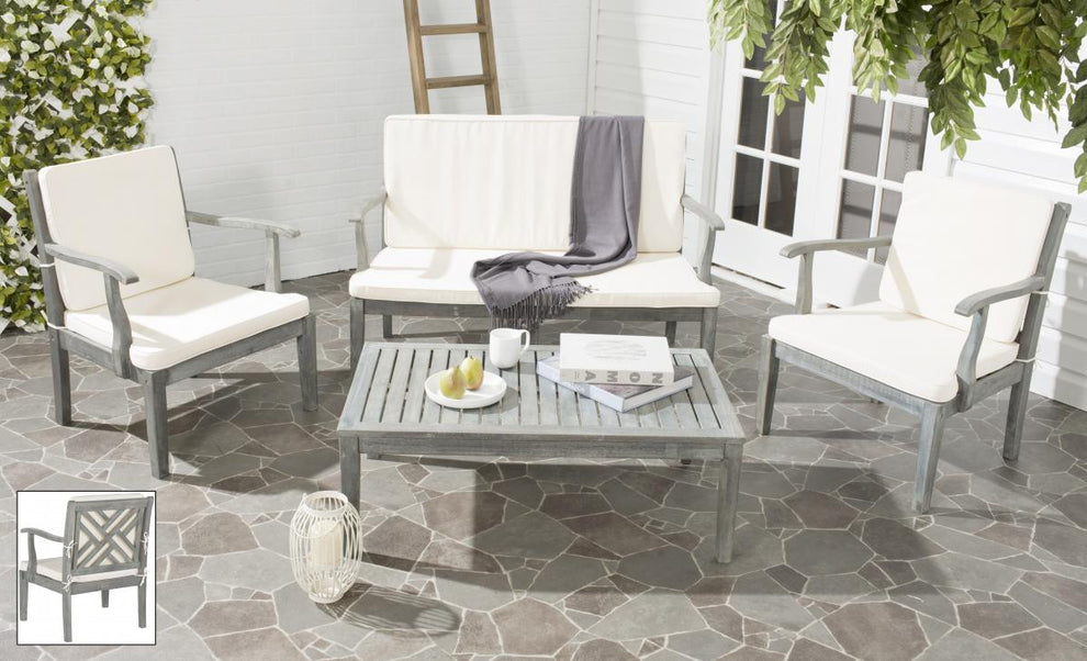 Safavieh Bradbury 4Pc Outdoor Living Set | Outdoor Sofas, Loveseats & Sectionals | Modishstore - 6
