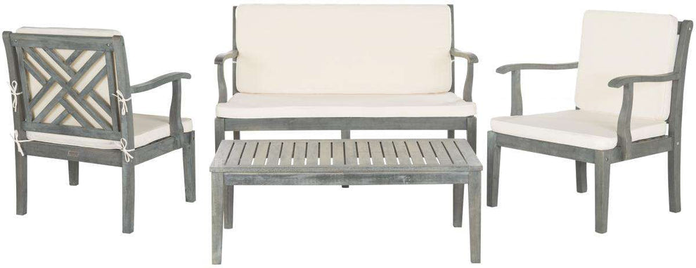 Safavieh Bradbury 4Pc Outdoor Living Set | Outdoor Sofas, Loveseats & Sectionals | Modishstore - 4