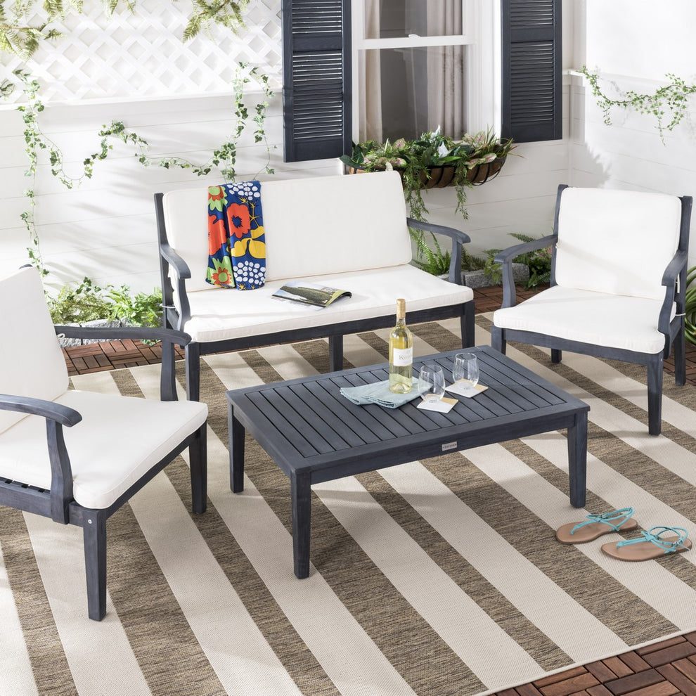 Safavieh Bradbury 4Pc Outdoor Living Set | Outdoor Sofas, Loveseats & Sectionals | Modishstore - 7