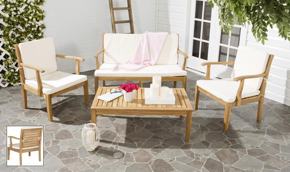 Safavieh Fresno 4Pc Outdoor Living Set | Outdoor Sofas, Loveseats & Sectionals | Modishstore - 1