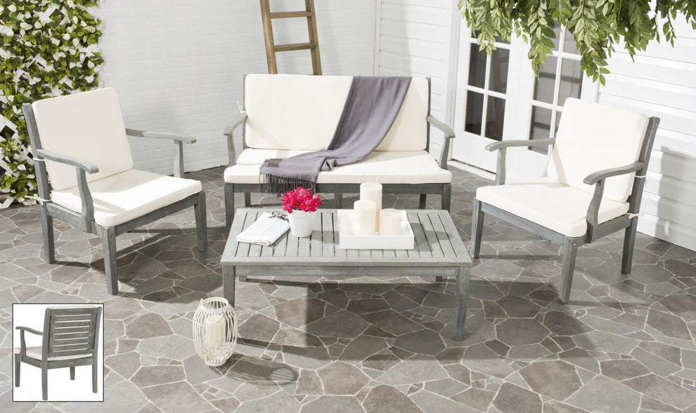 Safavieh Fresno 4Pc Outdoor Living Set | Outdoor Sofas, Loveseats & Sectionals | Modishstore - 6