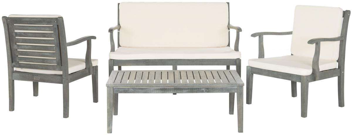 Safavieh Fresno 4Pc Outdoor Living Set | Outdoor Sofas, Loveseats & Sectionals | Modishstore - 4