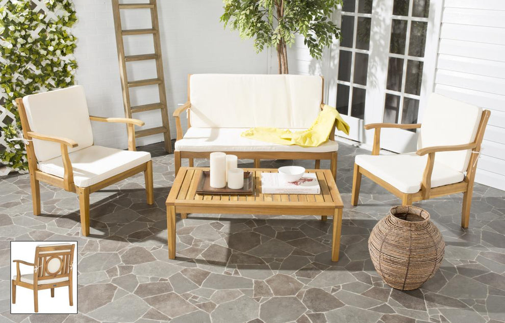 Safavieh Montclair 4Pc Outdoor Living Set | Outdoor Sofas, Loveseats & Sectionals | Modishstore - 1