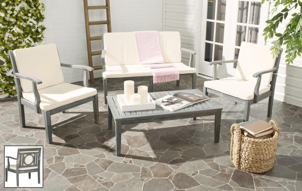 Safavieh Montclair 4Pc Outdoor Living Set | Outdoor Sofas, Loveseats & Sectionals | Modishstore - 5