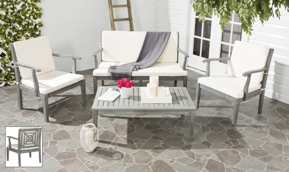Safavieh Del Mar 4 Pc Outdoor Set | Outdoor Sofas, Loveseats & Sectionals | Modishstore - 6