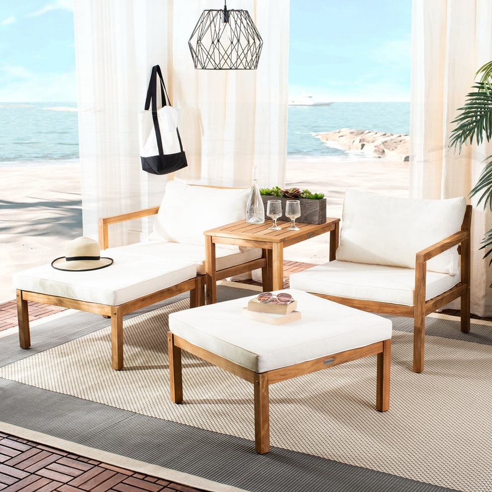 Safavieh Pratia 5Pc Outdoor Set | Outdoor Chaise Lounges | Modishstore - 1