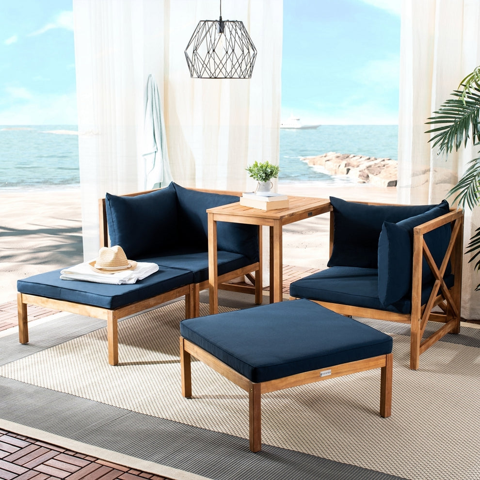 Safavieh Ronson 5 Pc Sectional Set | Outdoor Chaise Lounges | Modishstore - 5
