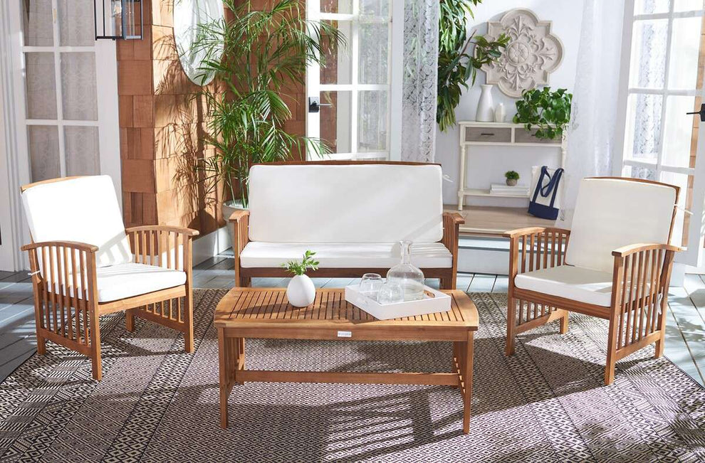 Safavieh Rocklin 4 Pc Outdoor Set | Outdoor Sofas, Loveseats & Sectionals | Modishstore - 1