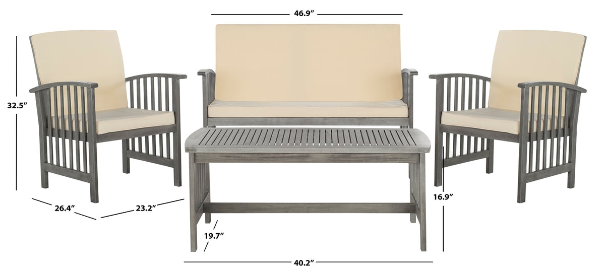 Safavieh Rocklin 4 Pc Outdoor Set | Outdoor Sofas, Loveseats & Sectionals | Modishstore - 12