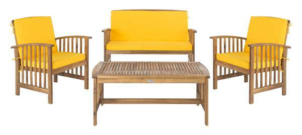 Safavieh Rocklin 4 Pc Outdoor Set | Outdoor Sofas, Loveseats & Sectionals | Modishstore - 9