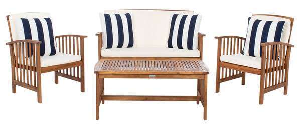 Safavieh Rocklin 4 Pc Outdoor Set | Outdoor Sofas, Loveseats & Sectionals | Modishstore - 2