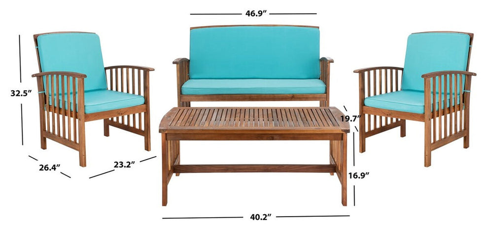 Safavieh Rocklin 4 Pc Outdoor Set | Outdoor Sofas, Loveseats & Sectionals |  Modishstore  - 21