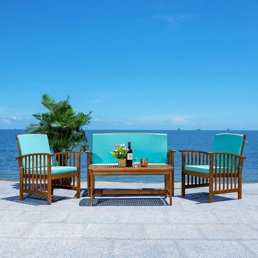 Safavieh Rocklin 4 Pc Outdoor Set | Outdoor Sofas, Loveseats & Sectionals |  Modishstore  - 13