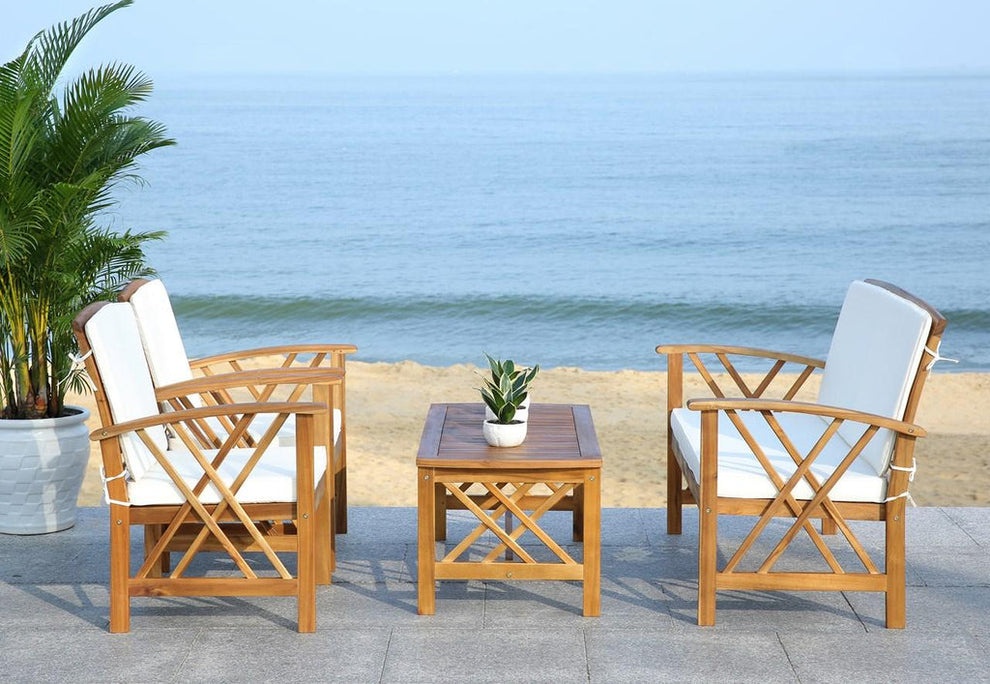 Safavieh Fontana 4 Pc Outdoor Set | Outdoor Sofas, Loveseats & Sectionals |  Modishstore  - 4