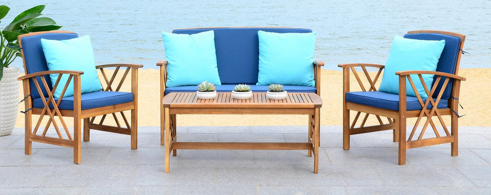 Safavieh Fontana 4 Pc Outdoor Set | Outdoor Sofas, Loveseats & Sectionals |  Modishstore  - 11