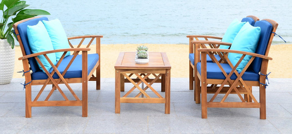 Safavieh Fontana 4 Pc Outdoor Set | Outdoor Sofas, Loveseats & Sectionals |  Modishstore  - 12