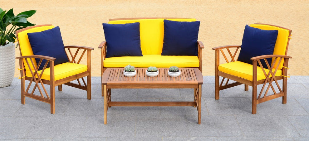 Safavieh Fontana 4 Pc Outdoor Set | Outdoor Sofas, Loveseats & Sectionals |  Modishstore  - 21