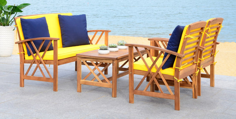 Safavieh Fontana 4 Pc Outdoor Set | Outdoor Sofas, Loveseats & Sectionals |  Modishstore  - 22