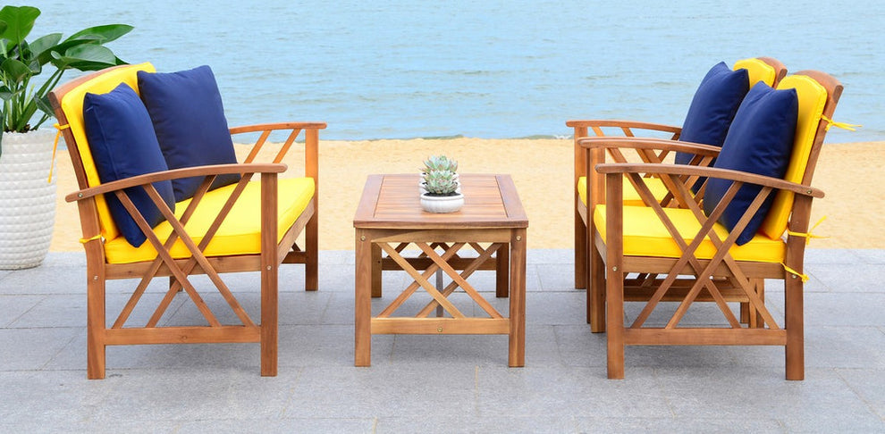 Safavieh Fontana 4 Pc Outdoor Set | Outdoor Sofas, Loveseats & Sectionals |  Modishstore  - 17