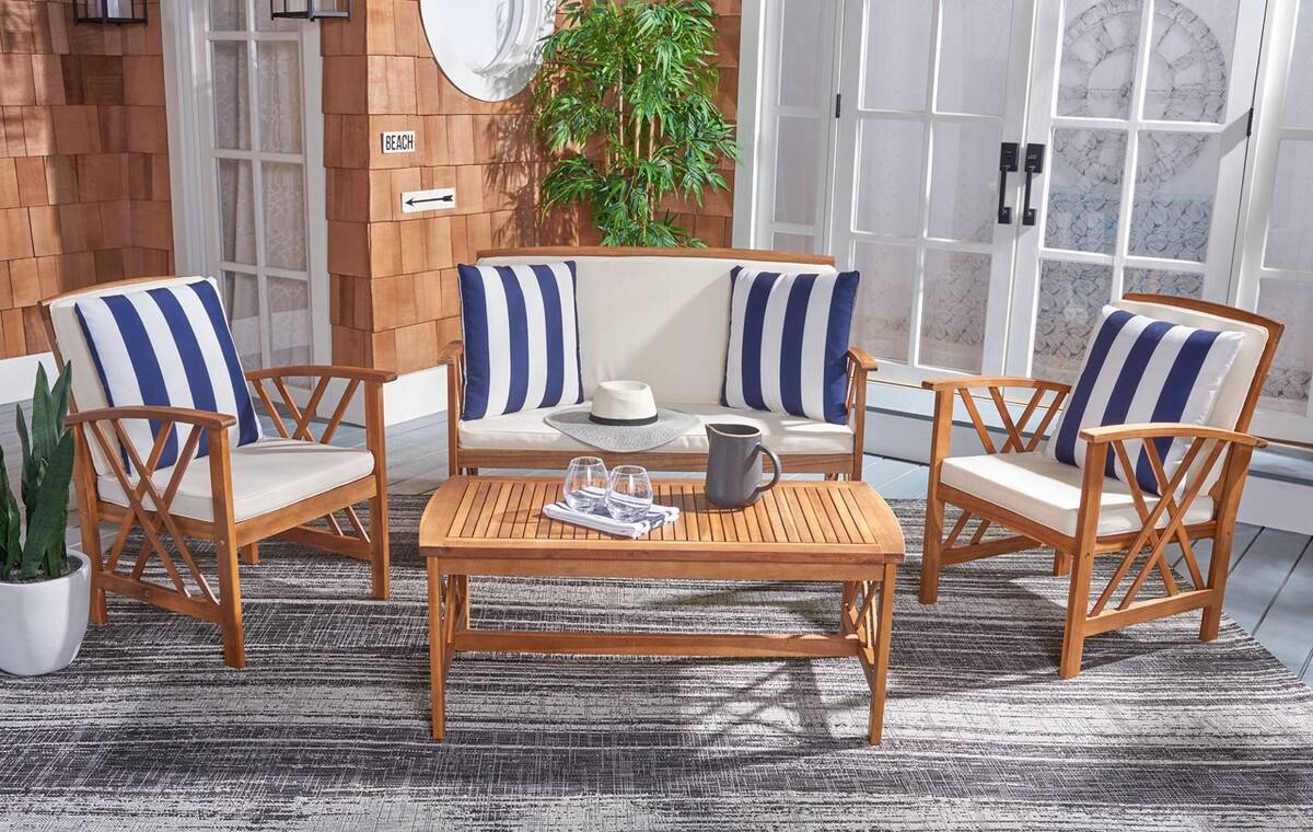 Safavieh Fontana 4 Pc Outdoor Set | Outdoor Sofas, Loveseats & Sectionals |  Modishstore  - 35