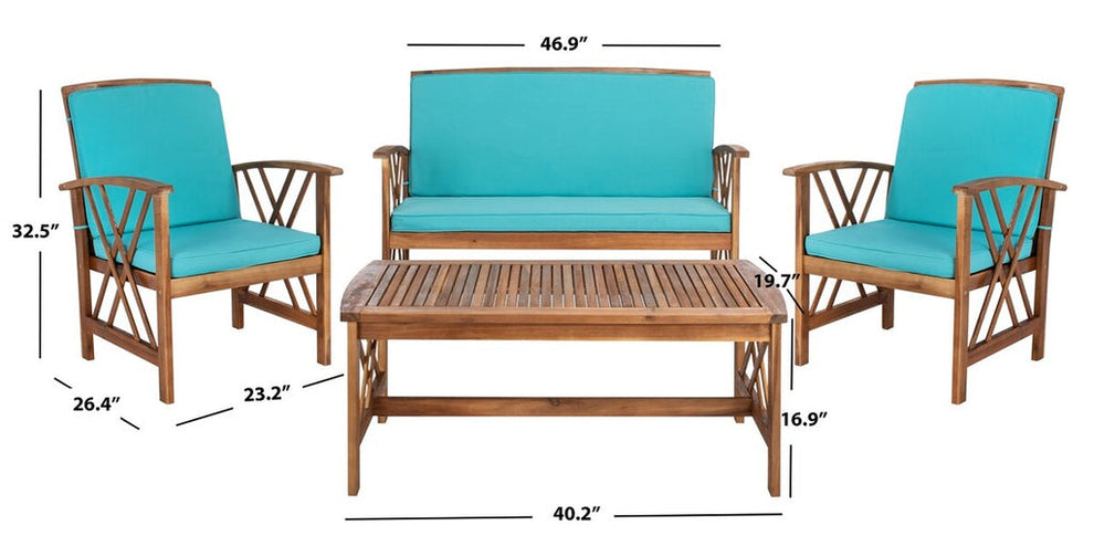 Safavieh Fontana 4 Pc Outdoor Set | Outdoor Sofas, Loveseats & Sectionals |  Modishstore  - 19