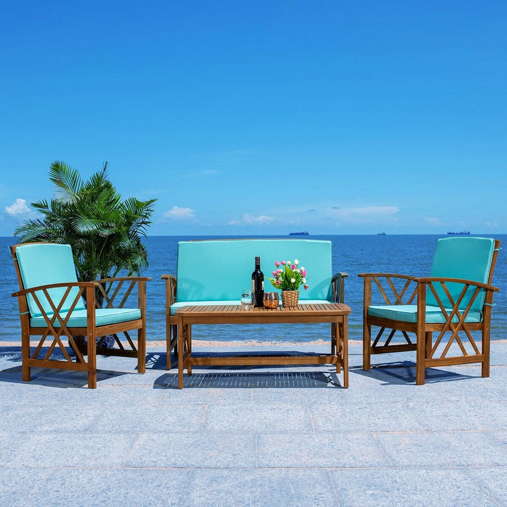 Safavieh Fontana 4 Pc Outdoor Set | Outdoor Sofas, Loveseats & Sectionals |  Modishstore  - 11