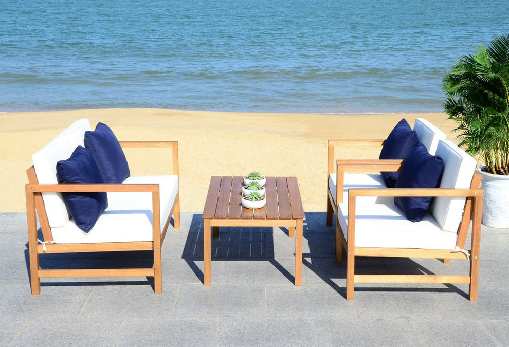 Safavieh Montez 4 Pc Outdoor Set With Accent Pillows | Outdoor Sofas, Loveseats & Sectionals |  Modishstore  - 4