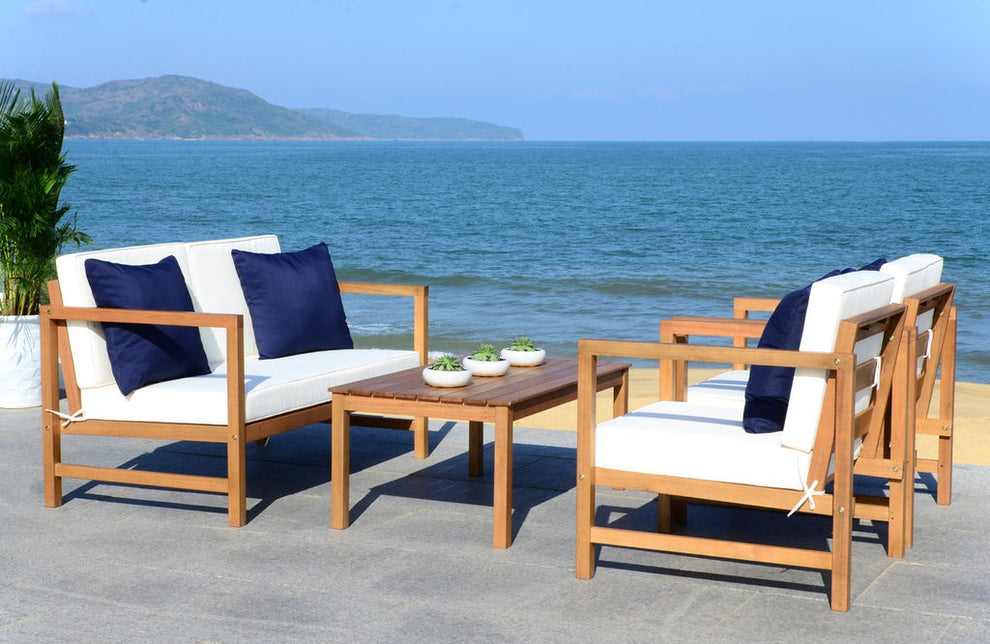 Safavieh Montez 4 Pc Outdoor Set With Accent Pillows | Outdoor Sofas, Loveseats & Sectionals |  Modishstore  - 3