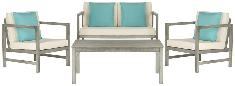Safavieh Montez 4 Pc Outdoor Set With Accent Pillows | Outdoor Sofas, Loveseats & Sectionals |  Modishstore  - 8