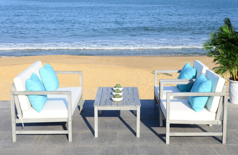 Safavieh Montez 4 Pc Outdoor Set With Accent Pillows | Outdoor Sofas, Loveseats & Sectionals |  Modishstore  - 14