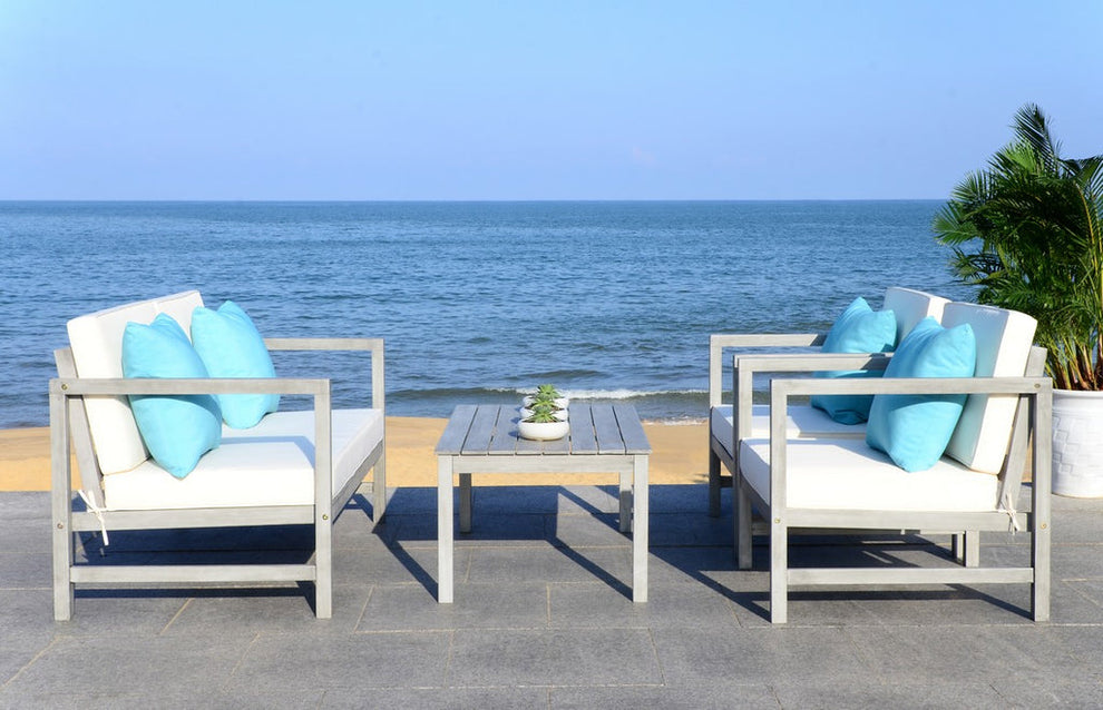 Safavieh Montez 4 Pc Outdoor Set With Accent Pillows | Outdoor Sofas, Loveseats & Sectionals |  Modishstore  - 12