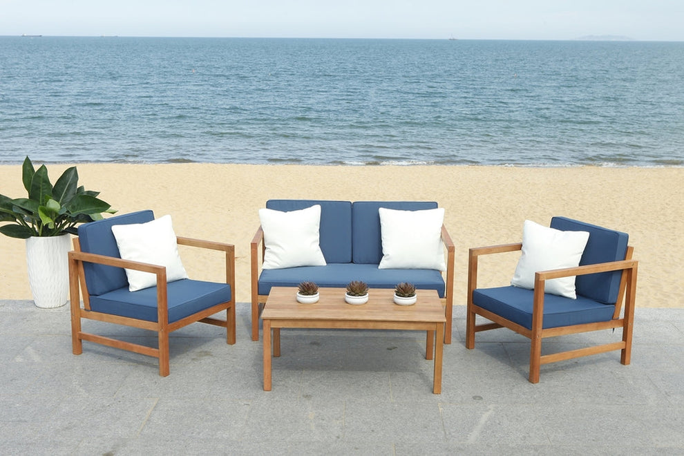 Safavieh Montez 4 Pc Outdoor Set With Accent Pillows | Outdoor Sofas, Loveseats & Sectionals |  Modishstore  - 19