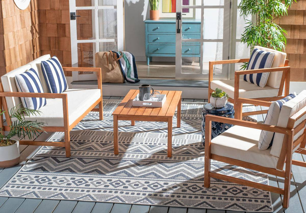Safavieh Montez 4 Pc Outdoor Set With Accent Pillows | Outdoor Sofas, Loveseats & Sectionals |  Modishstore  - 25