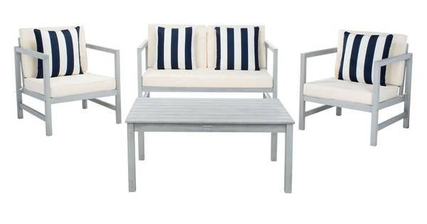 Safavieh Montez 4 Pc Outdoor Set With Accent Pillows | Outdoor Sofas, Loveseats & Sectionals |  Modishstore  - 30