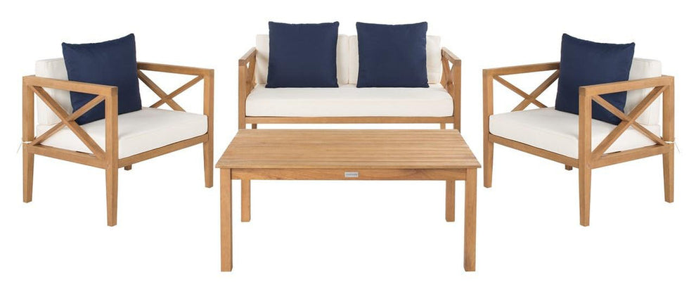 Safavieh Nunzio 4 Pc Outdoor Set With Accent Pillows | Outdoor Sofas, Loveseats & Sectionals | Modishstore - 1