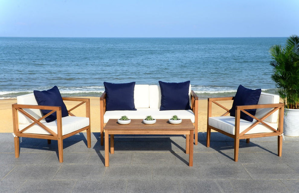 Safavieh Nunzio 4 Pc Outdoor Set With Accent Pillows | Outdoor Sofas, Loveseats & Sectionals | Modishstore - 3