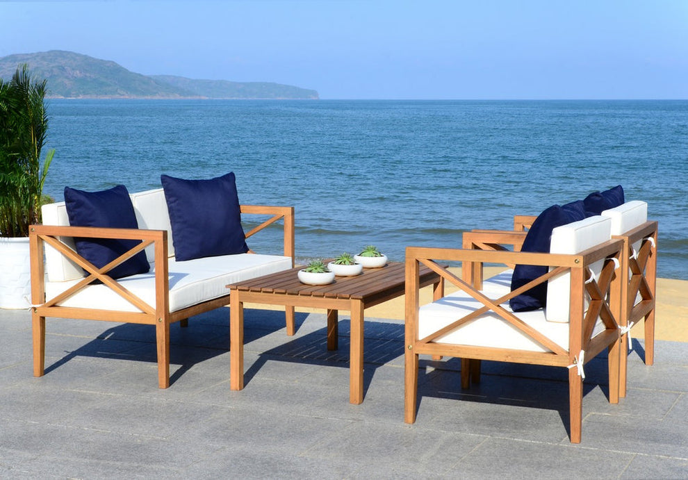 Safavieh Nunzio 4 Pc Outdoor Set With Accent Pillows | Outdoor Sofas, Loveseats & Sectionals | Modishstore - 5