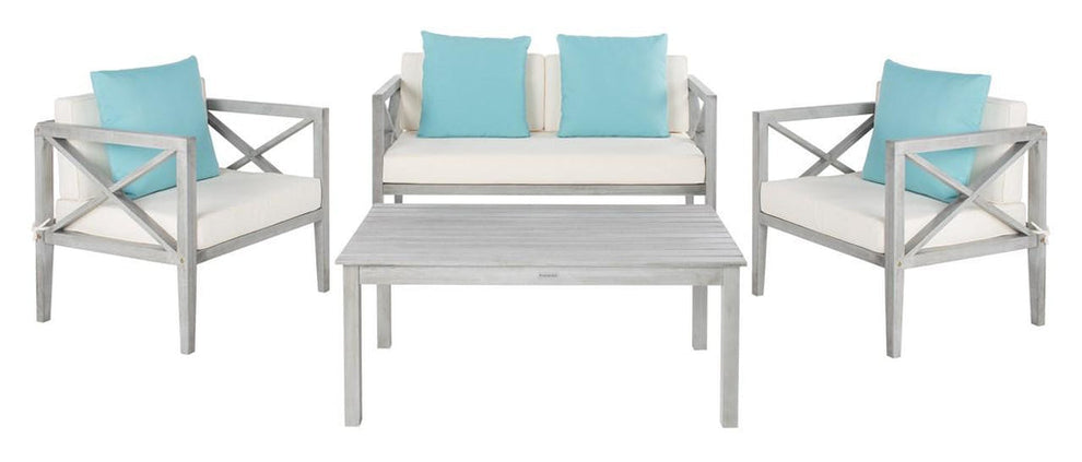 Safavieh Nunzio 4 Pc Outdoor Set With Accent Pillows | Outdoor Sofas, Loveseats & Sectionals | Modishstore - 6