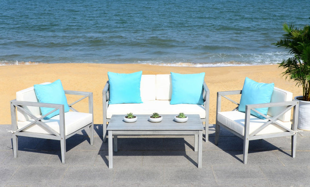 Safavieh Nunzio 4 Pc Outdoor Set With Accent Pillows | Outdoor Sofas, Loveseats & Sectionals | Modishstore - 7