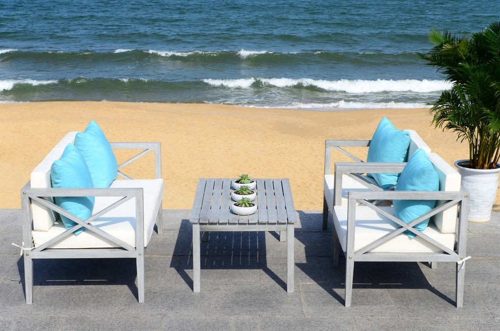 Safavieh Nunzio 4 Pc Outdoor Set With Accent Pillows | Outdoor Sofas, Loveseats & Sectionals | Modishstore - 8