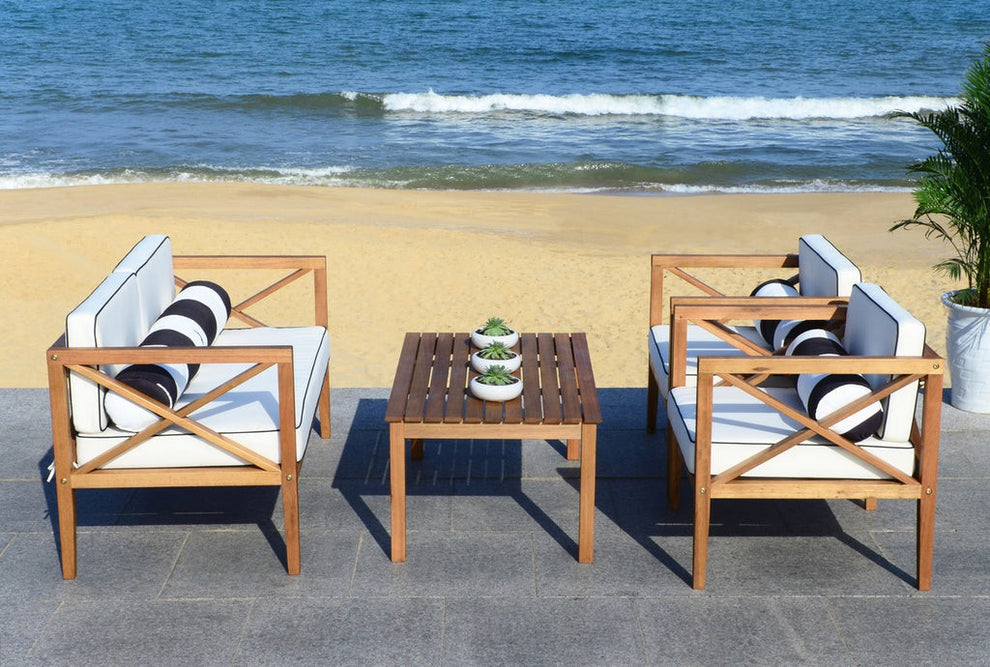 Safavieh Nunzio 4 Pc Outdoor Set With Accent Pillows | Outdoor Sofas, Loveseats & Sectionals | Modishstore - 12