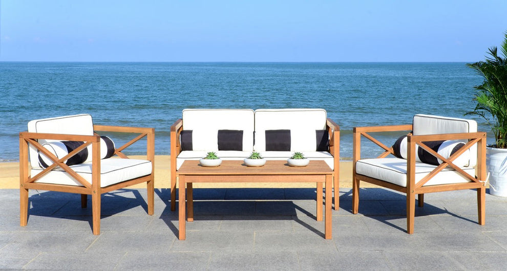 Safavieh Nunzio 4 Pc Outdoor Set With Accent Pillows | Outdoor Sofas, Loveseats & Sectionals | Modishstore - 14
