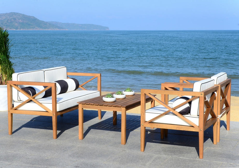 Safavieh Nunzio 4 Pc Outdoor Set With Accent Pillows | Outdoor Sofas, Loveseats & Sectionals | Modishstore - 13