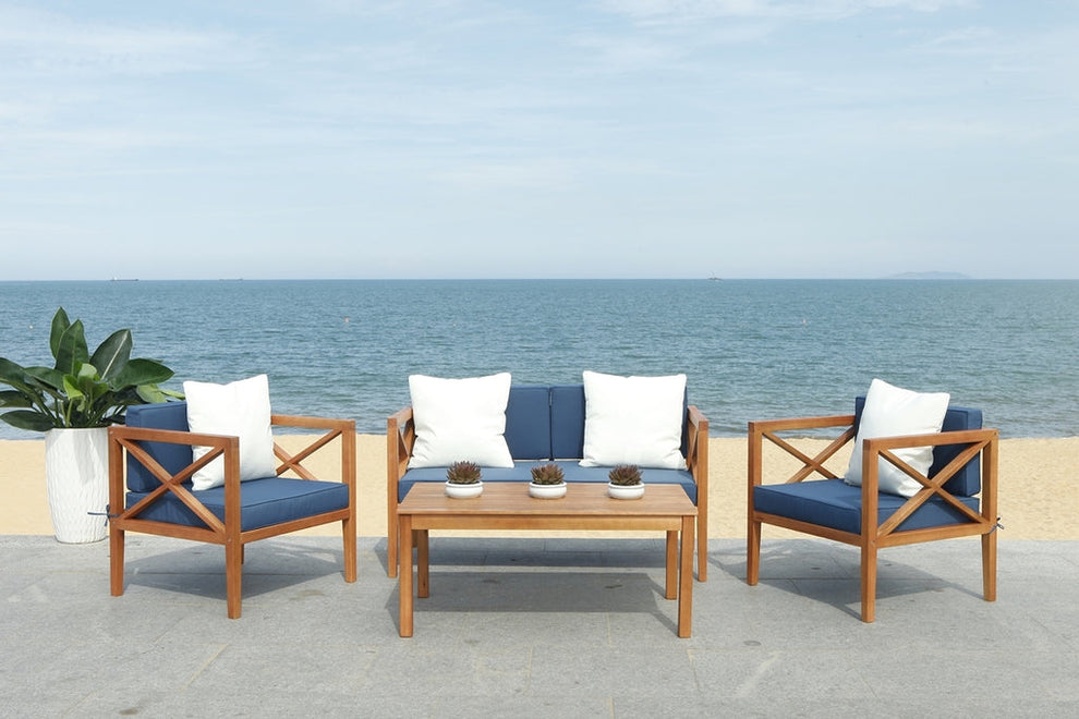 Safavieh Nunzio 4 Pc Outdoor Set With Accent Pillows | Outdoor Sofas, Loveseats & Sectionals | Modishstore - 19