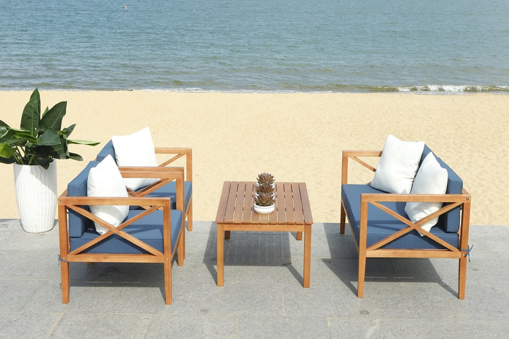 Safavieh Nunzio 4 Pc Outdoor Set With Accent Pillows | Outdoor Sofas, Loveseats & Sectionals | Modishstore - 21