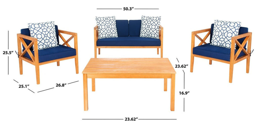 Safavieh Nunzio 4 Piece Set | Outdoor Sofas, Loveseats & Sectionals |  Modishstore  - 16