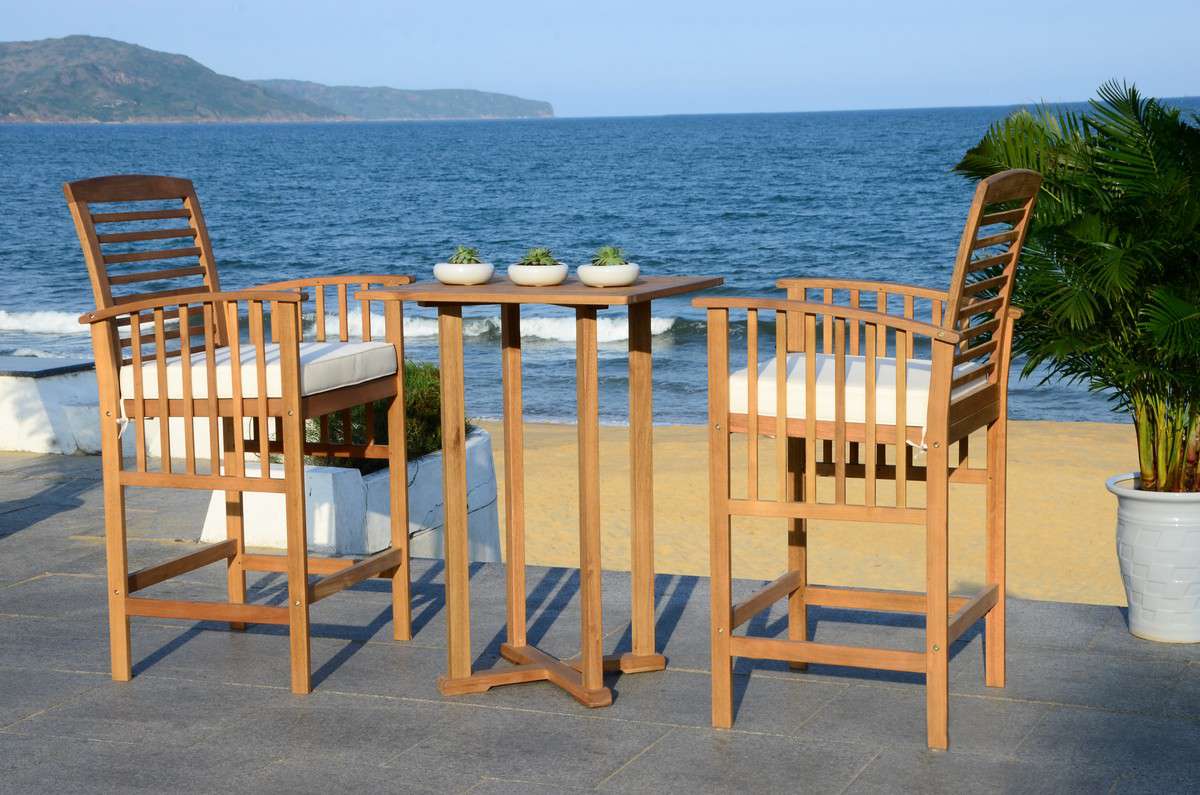 Safavieh Pate 3 Pc Bar 39.8-Inch H Table Bistro Set | Outdoor Dining Sets |  Modishstore  - 2
