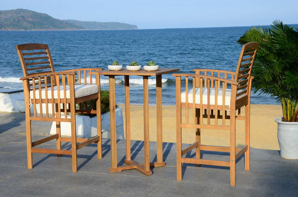 Safavieh Pate 3 Pc Bar 39.8-Inch H Table Bistro Set | Outdoor Dining Sets |  Modishstore  - 2